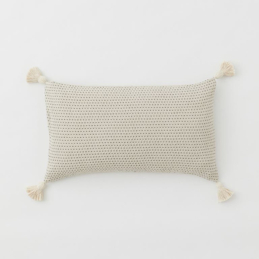✨ H&M Tasseled Cushion Cover cream ivory large pillow tassels boho striped retro